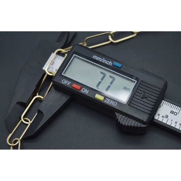 Real 14K Solid Yellow Gold 7.7mm Paperclip Link 7.5" Charm Bracelet 3.4gram - Picture 6 of 7